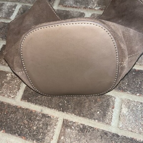 cuir veritable Suede Brown Hobo Shoulder Bag With Removable Long Leather Strap - Picture 2 of 12